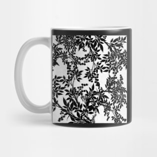 Toile White and Black Tangled Leaf Pattern Mug